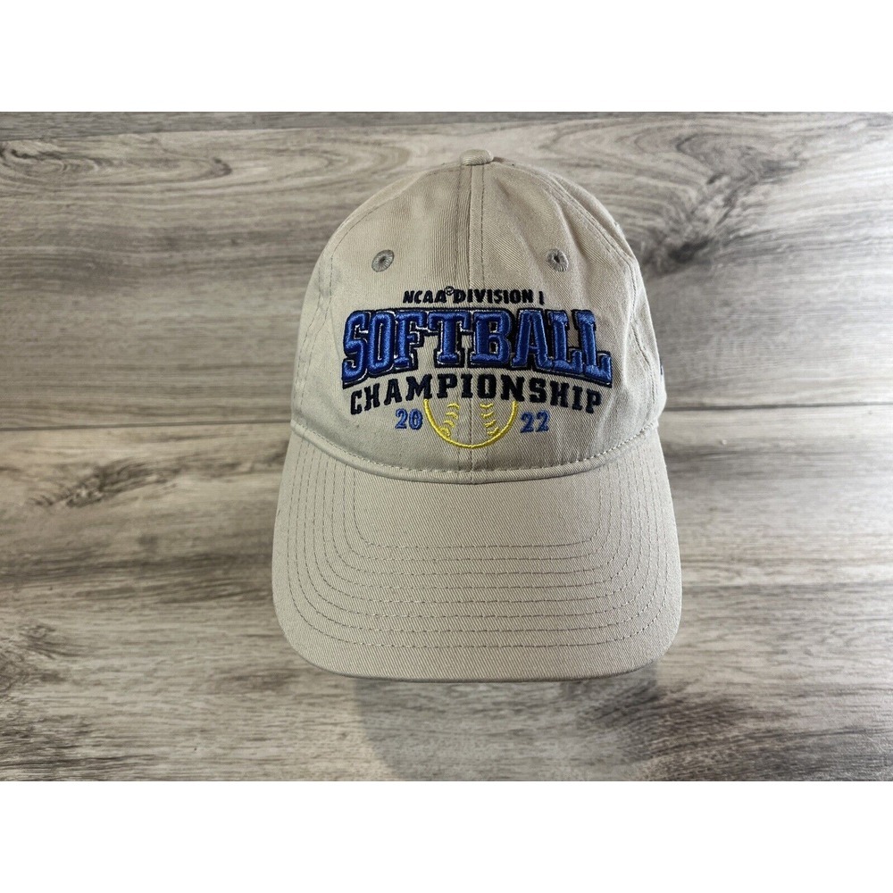 NCAA 2022 College World Series Softball Championship Strapback Hat Beige Blue